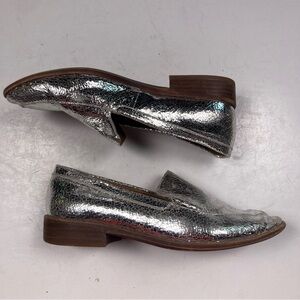 Madewell Metallic Silver Leather Loafers